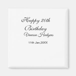 Frohe 20. Geburtstag name datum schlicht minimal  Magnet
