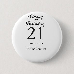 Frohe 21. Geburtstag fettschrift einfache Namen mi Button