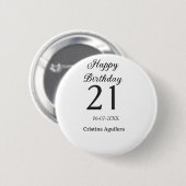 Frohe 21. Geburtstag fettschrift einfache Namen mi Button (Vorne & Hinten)