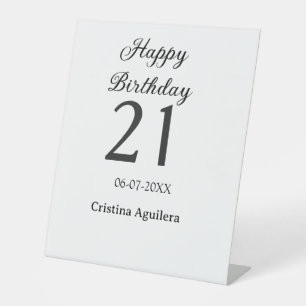 Frohe 21. Geburtstag fettschrift einfache Namen mi Sockelschild