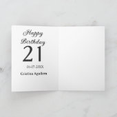 Frohe 21. Geburtstag fettschrift einfacher Name mi Karte (Innenseite)