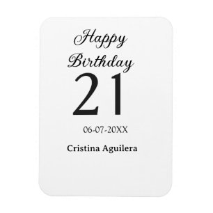 Frohe 21. Geburtstag fettschrift einfacher Name mi Magnet