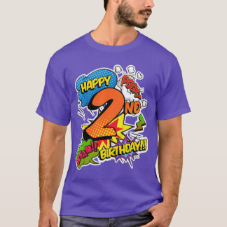 Frohe 2. Geburtstag Jungen Comic-Stil Superkraft S T-Shirt