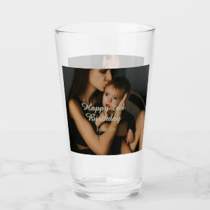 Frohe 2. Geburtstag Kinder Baby Mutter gelb grau n Glas