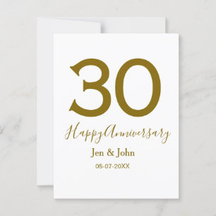 Frohe 30. Hochzeitstag Name Datum goldene fettschr Postkarte