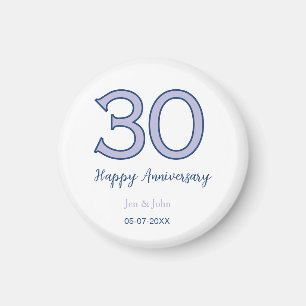 Frohe 30. Hochzeitstag Name Datum lila Pastell ret Magnet