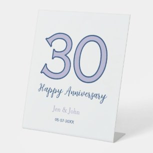 Frohe 30. Hochzeitstag Name Datum lila Pastell ret Sockelschild