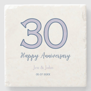 Frohe 30. Hochzeitstag Name Datum lila Pastell ret Steinuntersetzer