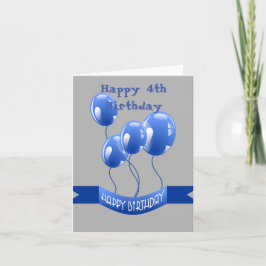 Frohe 4. Geburtstag Blaue Luftballons Karte