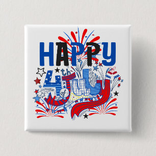 Frohe 4. Juli Feuerwerk USA-63261 Button