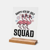 Frohe 4. Juli Flamingo Squad Vektor Design_1 Acrylschild (Winkel)