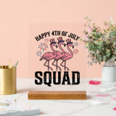 Frohe 4. Juli Flamingo Squad Vektor Design_1 Acrylschild (Hochzeit)