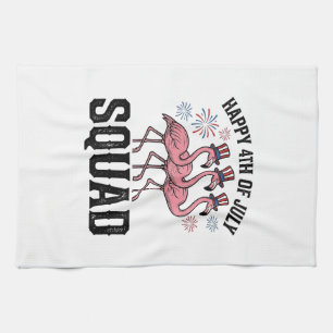 Frohe 4. Juli Flamingo Squad Vektor Design_1 Geschirrtuch