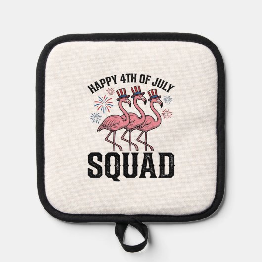 Frohe 4. Juli Flamingo Squad Vektor Design_1 Topflappen (Vorderseite)