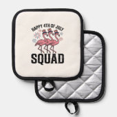 Frohe 4. Juli Flamingo Squad Vektor Design_1 Topflappen (Vorderseite/Rückseite)