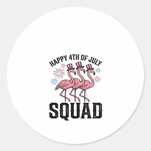 Frohe 4. Juli Flamingo Squad Vektordesign_1 Runder Aufkleber (Vorderseite)