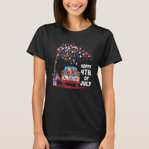 Frohe 4. Juli Gnome Truck Feuerwerk Unabhängigkeit T-Shirt