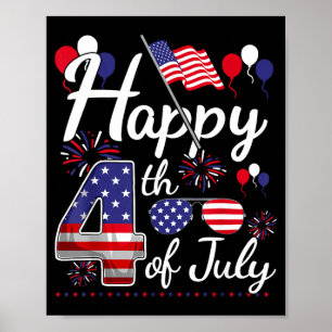 Frohe 4. Juli patriotische amerikanische Flagge 4. Poster