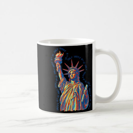 Frohe 4. Juli Statue Of Liberty Retro Kaffeetasse (Rechts)