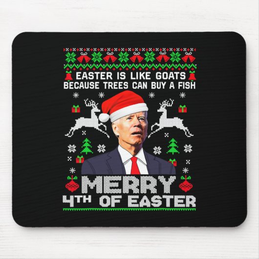 Frohe 4. Osterfest Biden Ugly Christmas Swe Mousepad (Vorne)
