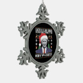 Frohe 4. Osterfest Biden Ugly Weihnachten Schneeflocken Zinn-Ornament (Links)