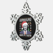 Frohe 4. Osterfest Biden Ugly Weihnachten Schneeflocken Zinn-Ornament (Rechts)