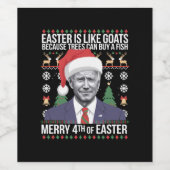 Frohe 4. Osterfest Biden Ugly Weihnachten Weinetikett (Einzelnes Label)