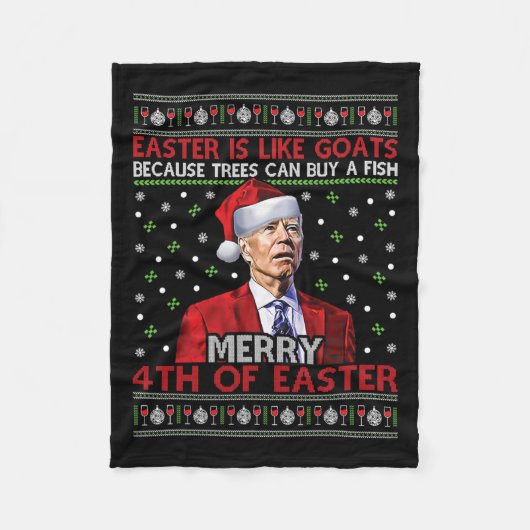 Frohe 4. Osterfest Joe Biden Ugly Xmas Geschenk Fleecedecke (Vorderseite)