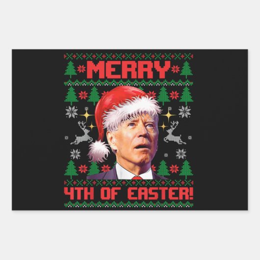 Frohe 4. Osterfest Joe Biden Weihnachten Geschenkpapier Set (Vorderseite)