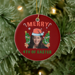 Frohe 4. Osterfest Kamala Harris Weihnachten Keramik Ornament