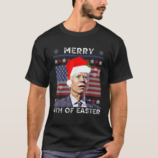 Frohe 4. Osterfest Weihnachten Joe Biden Verwirrt T-Shirt (Vorderseite)
