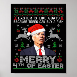 Frohe 4. Ostern Lustiger Biden hässlicher Weihnach Poster