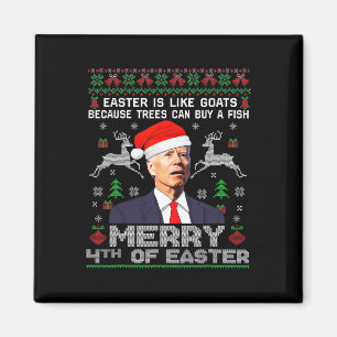 Frohe 4. Osterspass Biden Ugly Christmas Men Magnet