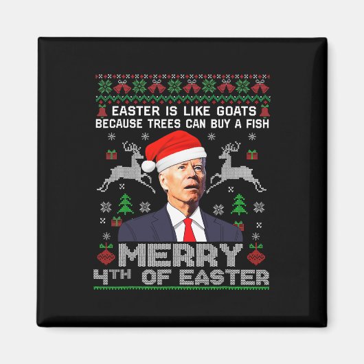 Frohe 4. Osterspass Biden Ugly Christmas Men Magnet (Vorne)