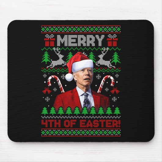Frohe 4. Osterspass Joe Biden Weihnachten Ugly 2 Mousepad (Vorne)