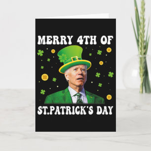 Frohe 4. St. Patricks Day Groovy Joe Biden Konf Karte