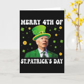Frohe 4. St. Patricks Day Groovy Joe Biden Konf Karte (Gelbe Blume)