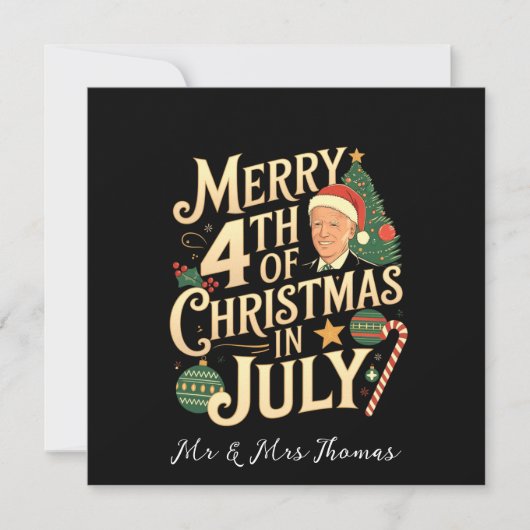 Frohe 4. Weihnachten im Juli Funny Biden Memes Einladung (Vorderseite)