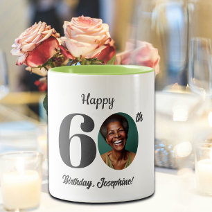 Frohe 60. Geburtstagsfoto mit Betonung Zweifarbige Tasse