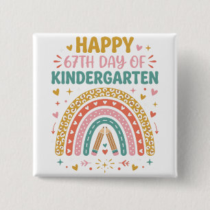 Frohe 67. Kindergartentag-Lehrerin Rainbow Button