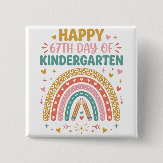 Frohe 67. Kindergartentag-Lehrerin Rainbow Button (Vorderseite)