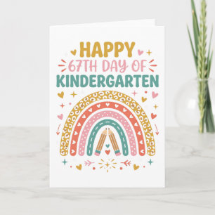 Frohe 67. Kindergartentag Lehrerin Regenbogen Karte