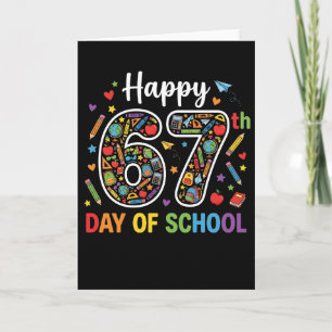 Frohe 67. Schultag Bunte Lehrer Polka Karte