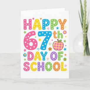 Frohe 67. Schultag Bunte Lehrer Polka Karte