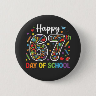 Frohe 67. Schultag Bunte Lehrer Polka Punkte Button