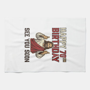 Frohe 70. Geburtstag sehen Sie bald Vintage-Shirt Geschirrtuch