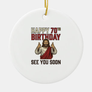 Frohe 70. Geburtstag sehen Sie Bald Vintage-Shirt Keramik Ornament