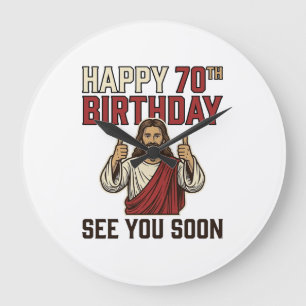 Frohe 70. Geburtstag Wir sehen uns bald Vintage-Sh Große Wanduhr