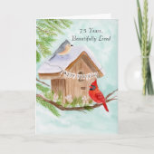 Frohe 75. Geburtstag Vögel im Vogelhaus Karte (Vorderseite)