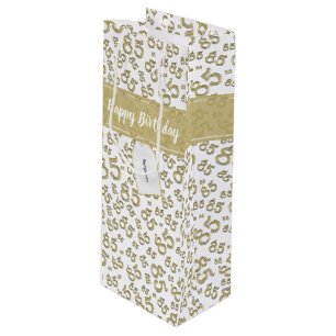 Frohe 85. Zufallszahlen-Muster Gold/Weiß Geschenktüte Für Weinflaschen